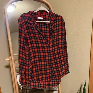 100% Silk Plaid Equipment Shirt